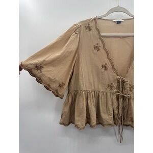 American Eagle Womens XL Cardigan Peplum Babydoll Boho Cottage Peasant Ruffle